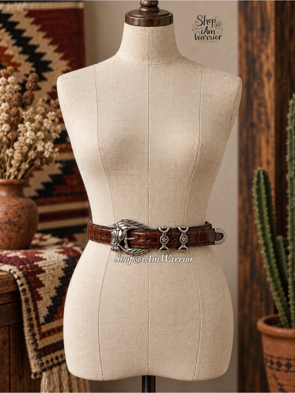 Vintage Brighton Horse Head Equestrian Brown Silver Croc Embossed Leather Belt